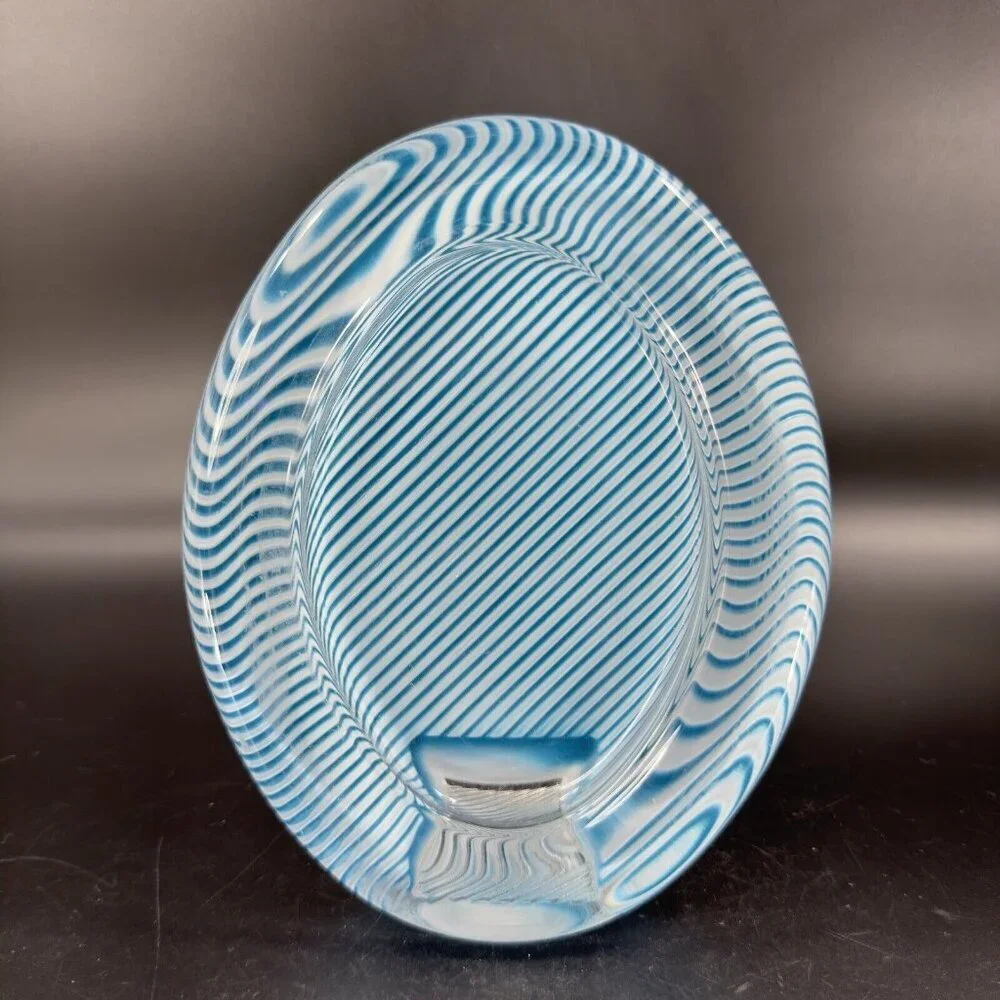 Mikasa Blue White Strips Picture Frame Polished Crystal‎ Glass Made In Japan